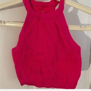 Aerie pink high neck workout crop top size xs